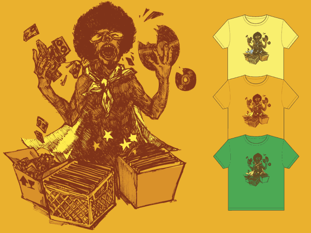 He eats cassettes, vinyl too. He eats cassettes, vinyl too.